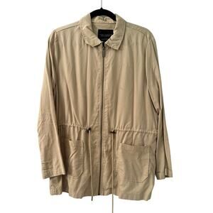 SANCTUARY Gold Beige Full Zip Adjustable Waist Jacket Womens Large $130